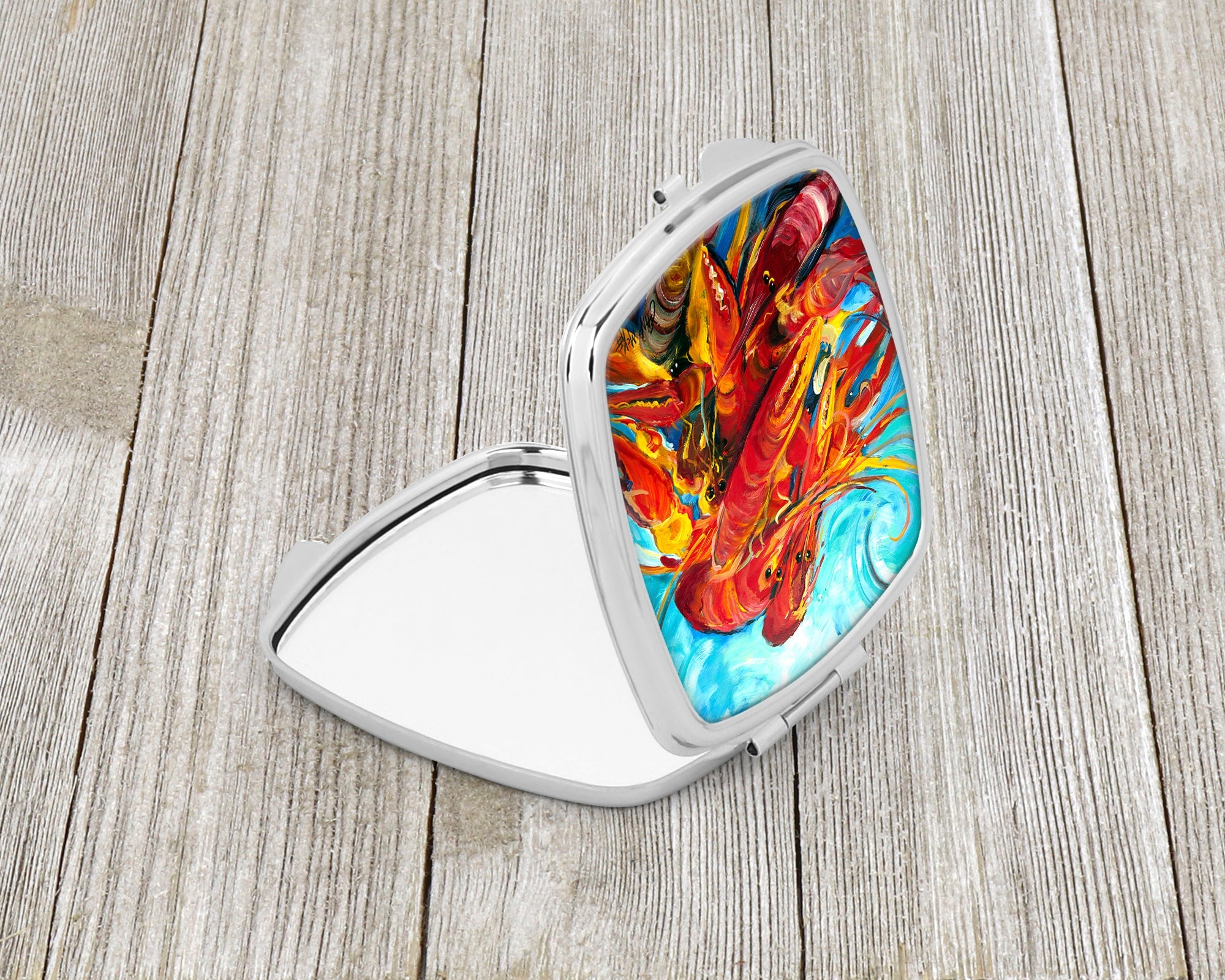 Crawfish Compact Mirror Decorative Travel Makeup Mirror for Women Girls Gifts Pocket Makeup Mirror Folding Handheld