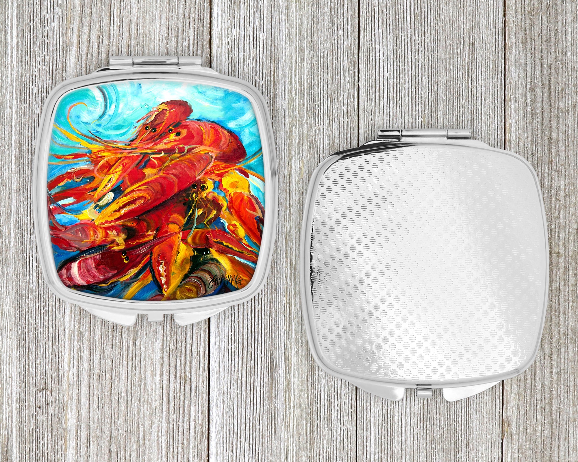 Crawfish Compact Mirror Decorative Travel Makeup Mirror for Women Girls Gifts Pocket Makeup Mirror Folding Handheld
