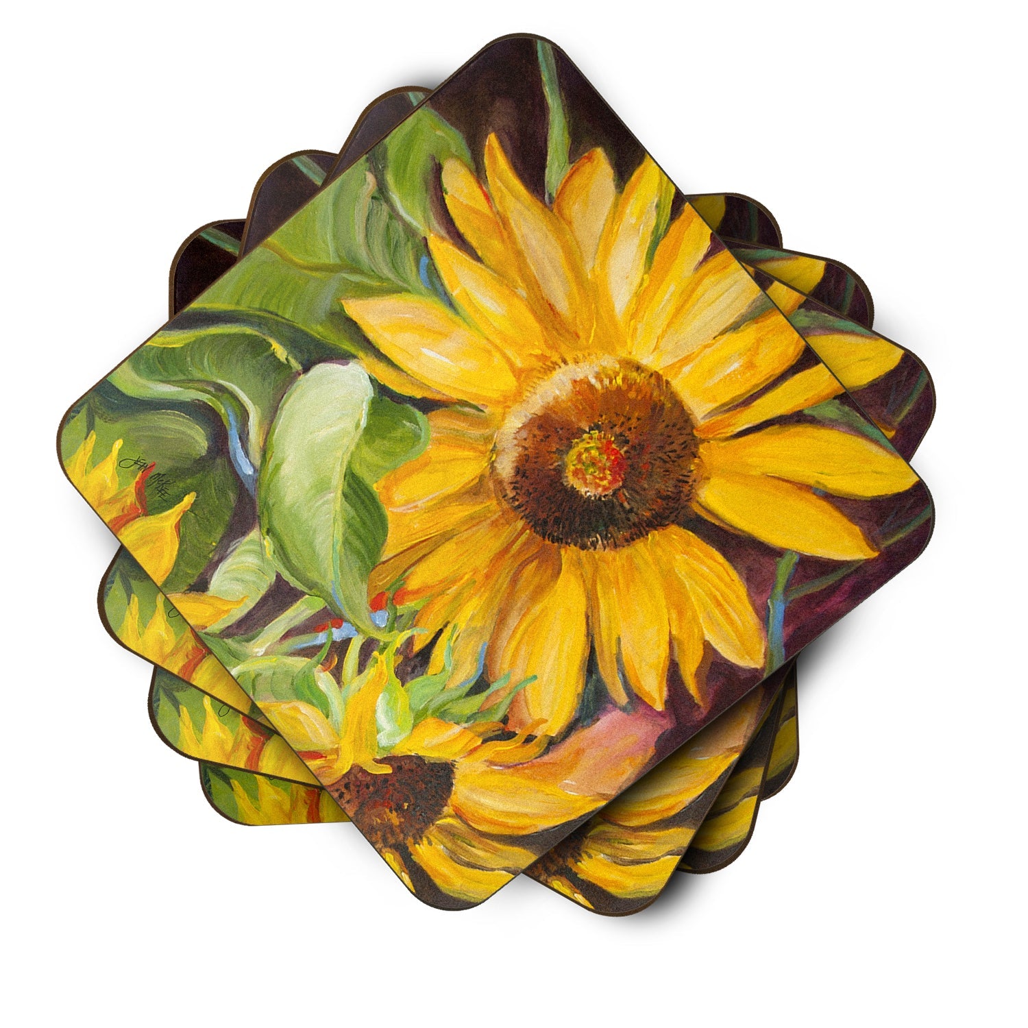 Sunflowers Foam Coasters Set of 4 Cup Coasters for Indoor Outdoor, Tabletop Protection, Anti Slip, Mouse pad Material