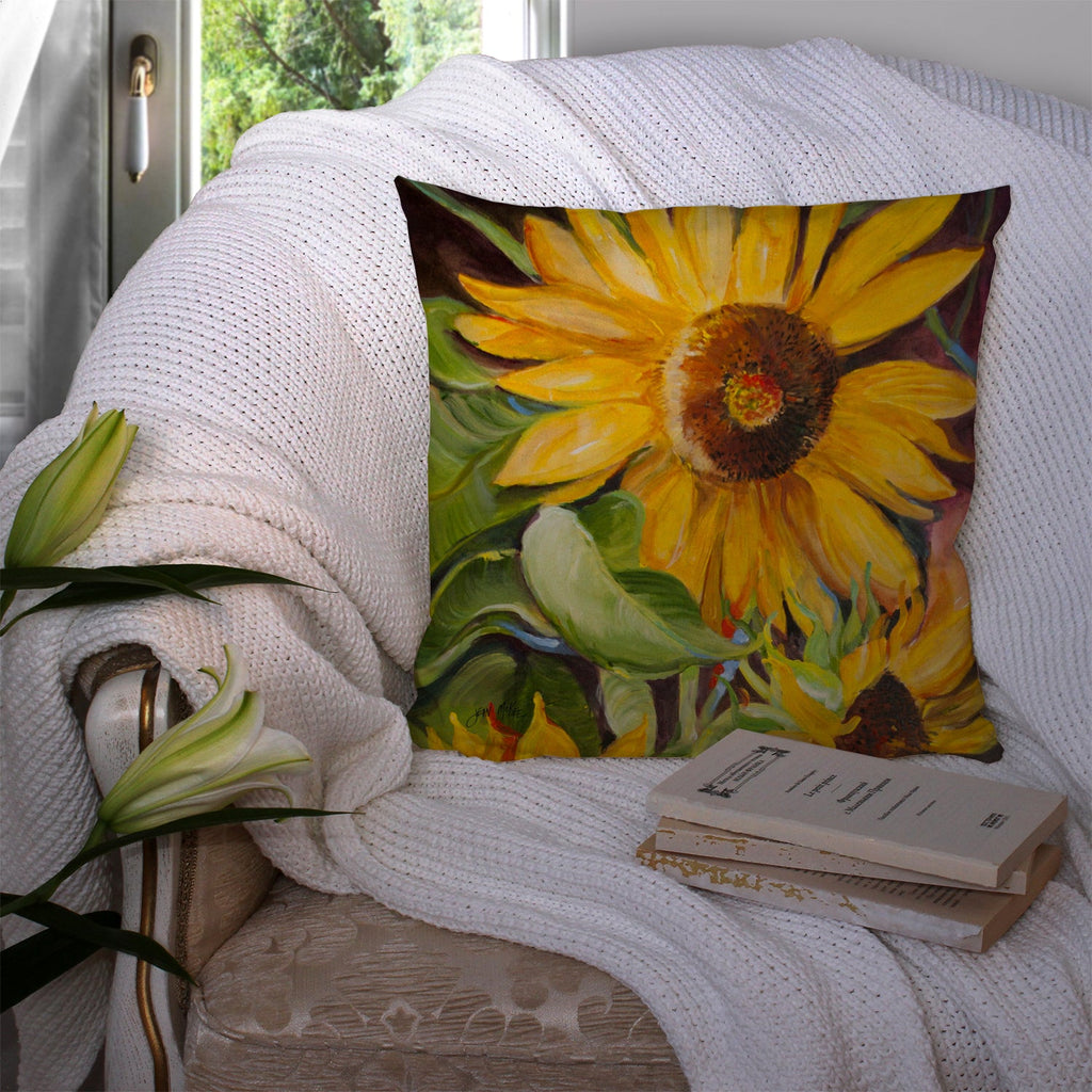 Sunflowers Decorative Throw Pillow 14x14 Indoor Outdoor Accent Cushion, Fabric Cover with Insert for Sofa, Bed, Porch & Living Room