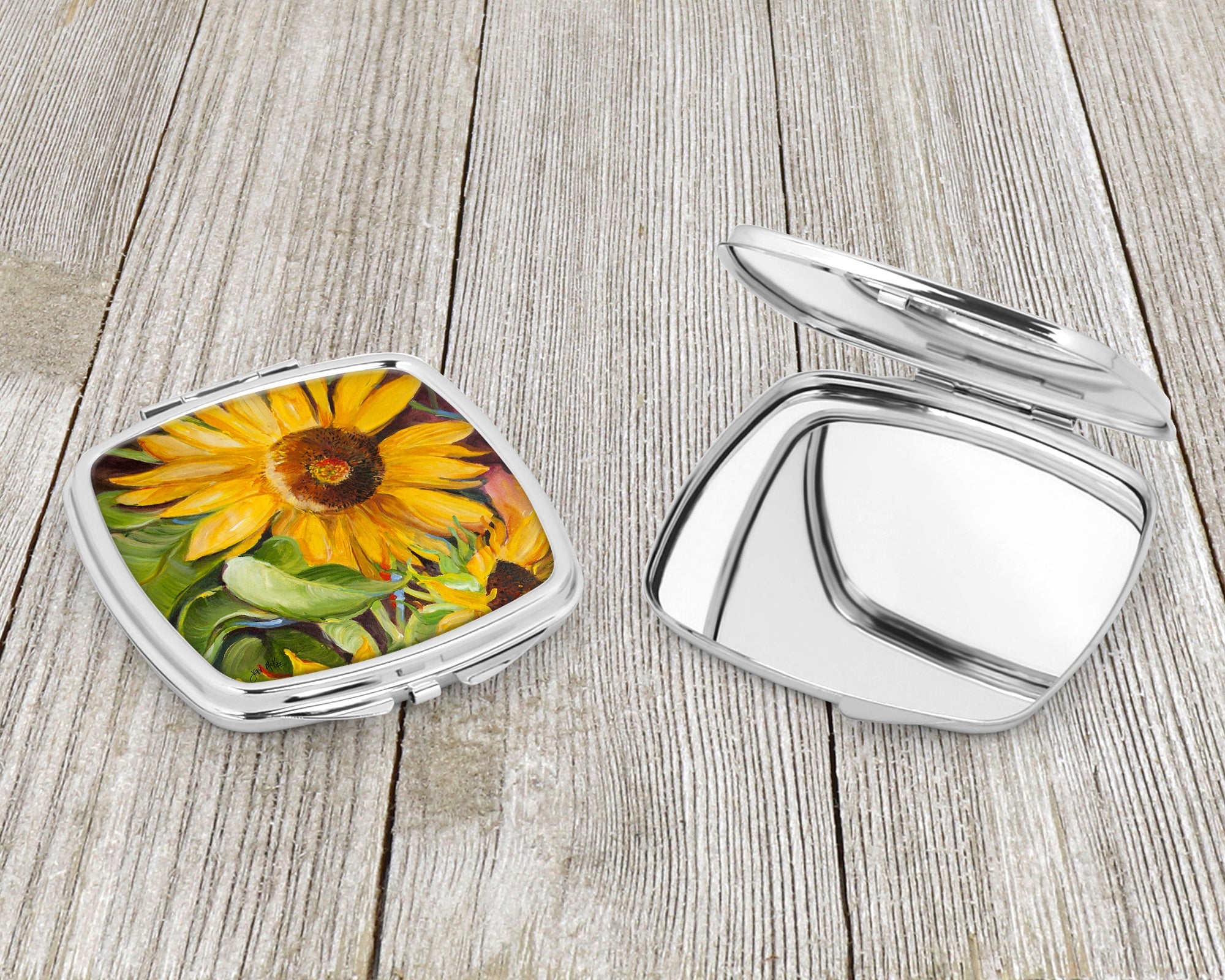 Sunflowers Compact Mirror Decorative Travel Makeup Mirror for Women Girls Gifts Pocket Makeup Mirror Folding Handheld