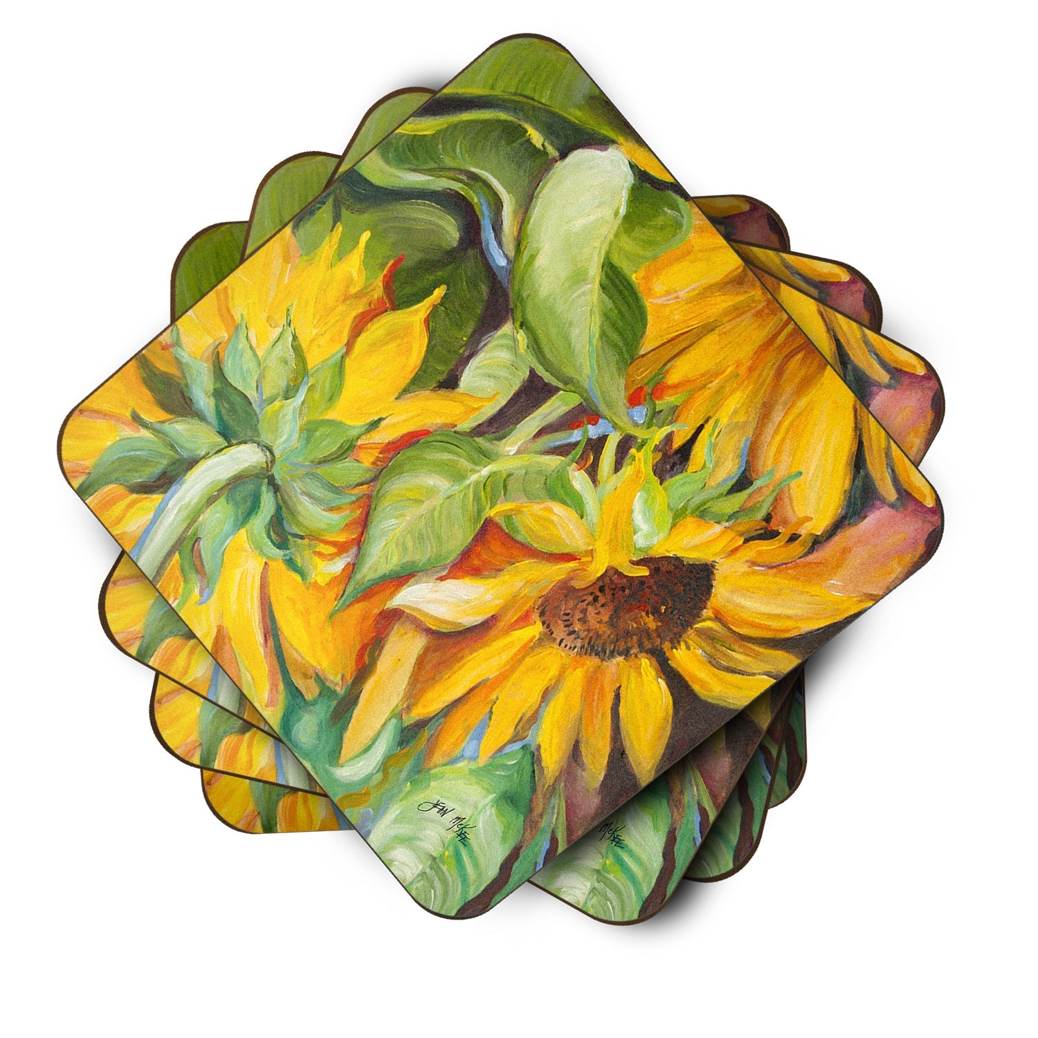 Sunflowers Foam Coasters Set of 4 Cup Coasters for Indoor Outdoor, Tabletop Protection, Anti Slip, Mouse pad Material