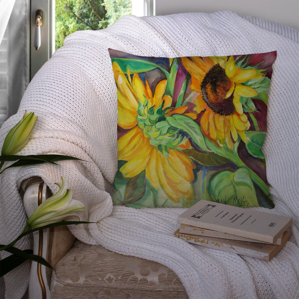 Sunflowers Decorative Throw Pillow 14x14 Indoor Outdoor Accent Cushion, Fabric Cover with Insert for Sofa, Bed, Porch & Living Room