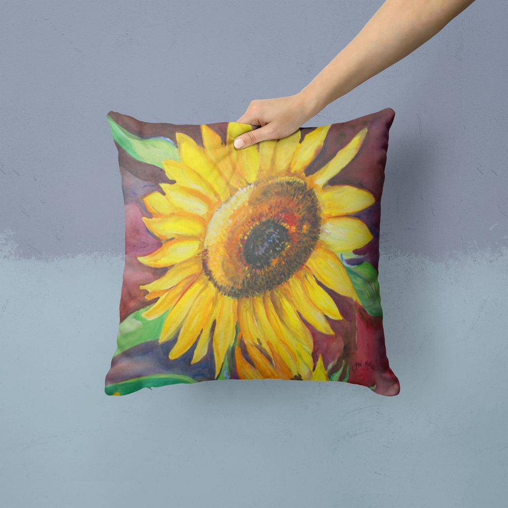 Sunflowers Decorative Throw Pillow 14x14 Indoor Outdoor Accent Cushion, Fabric Cover with Insert for Sofa, Bed, Porch & Living Room