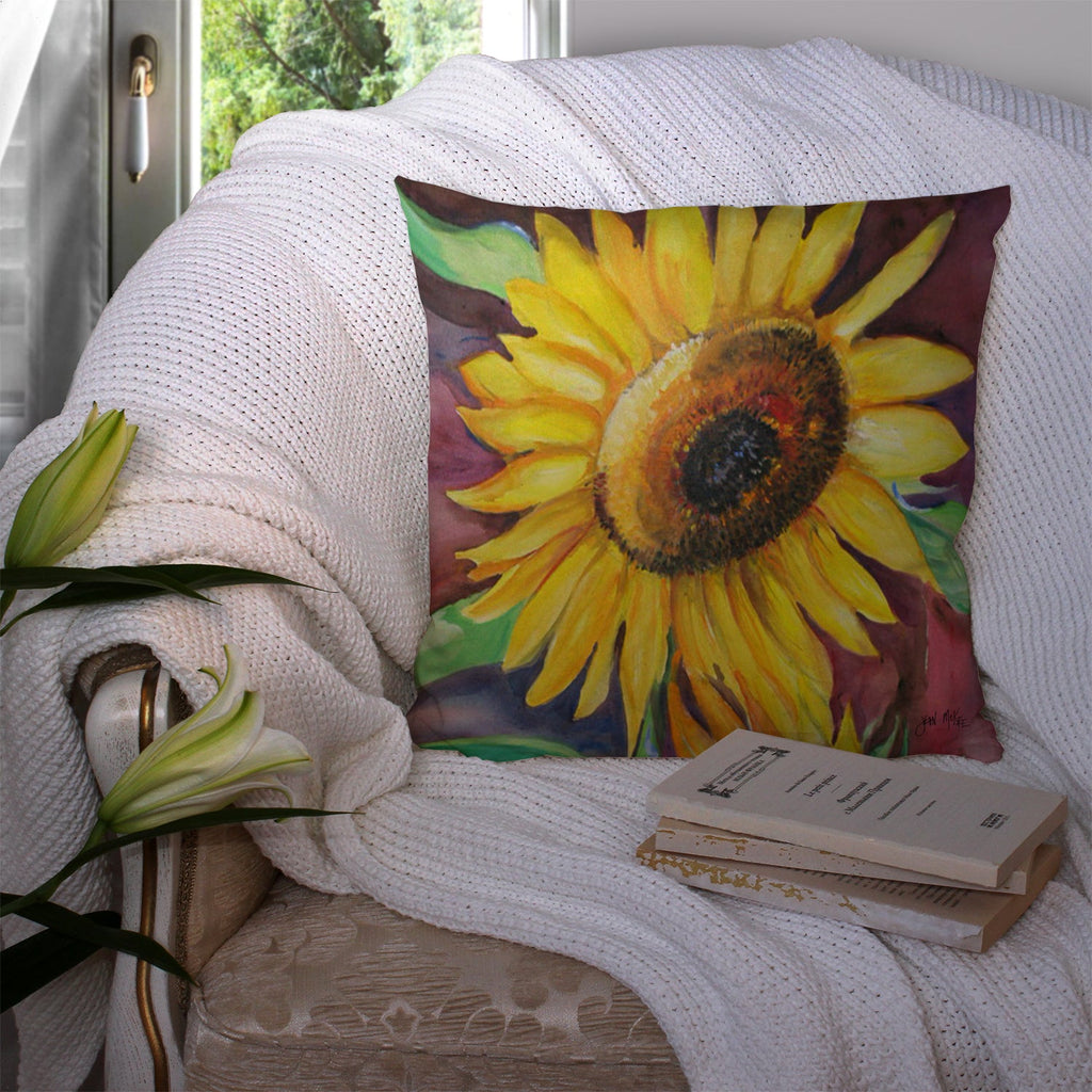 Sunflowers Decorative Throw Pillow 14x14 Indoor Outdoor Accent Cushion, Fabric Cover with Insert for Sofa, Bed, Porch & Living Room