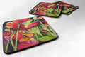 Poppies Foam Coasters Set of 4 Cup Coasters for Indoor Outdoor, Tabletop Protection, Anti Slip, Mouse pad Material