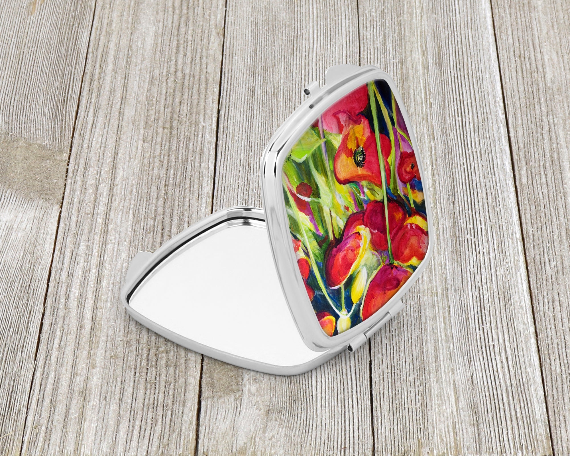 Poppies Compact Mirror Decorative Travel Makeup Mirror for Women Girls Gifts Pocket Makeup Mirror Folding Handheld