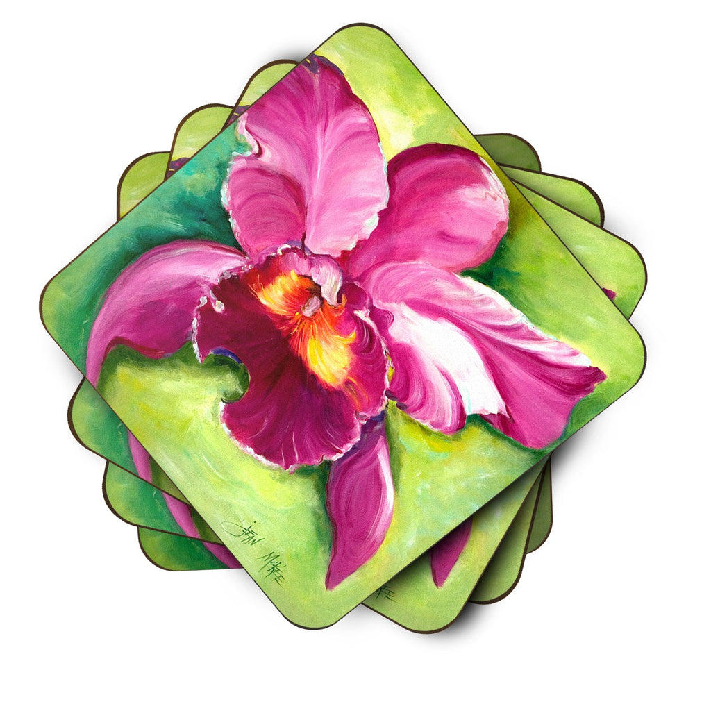 Orchid Foam Coasters Set of 4 Cup Coasters for Indoor Outdoor, Tabletop Protection, Anti Slip, Mouse pad Material