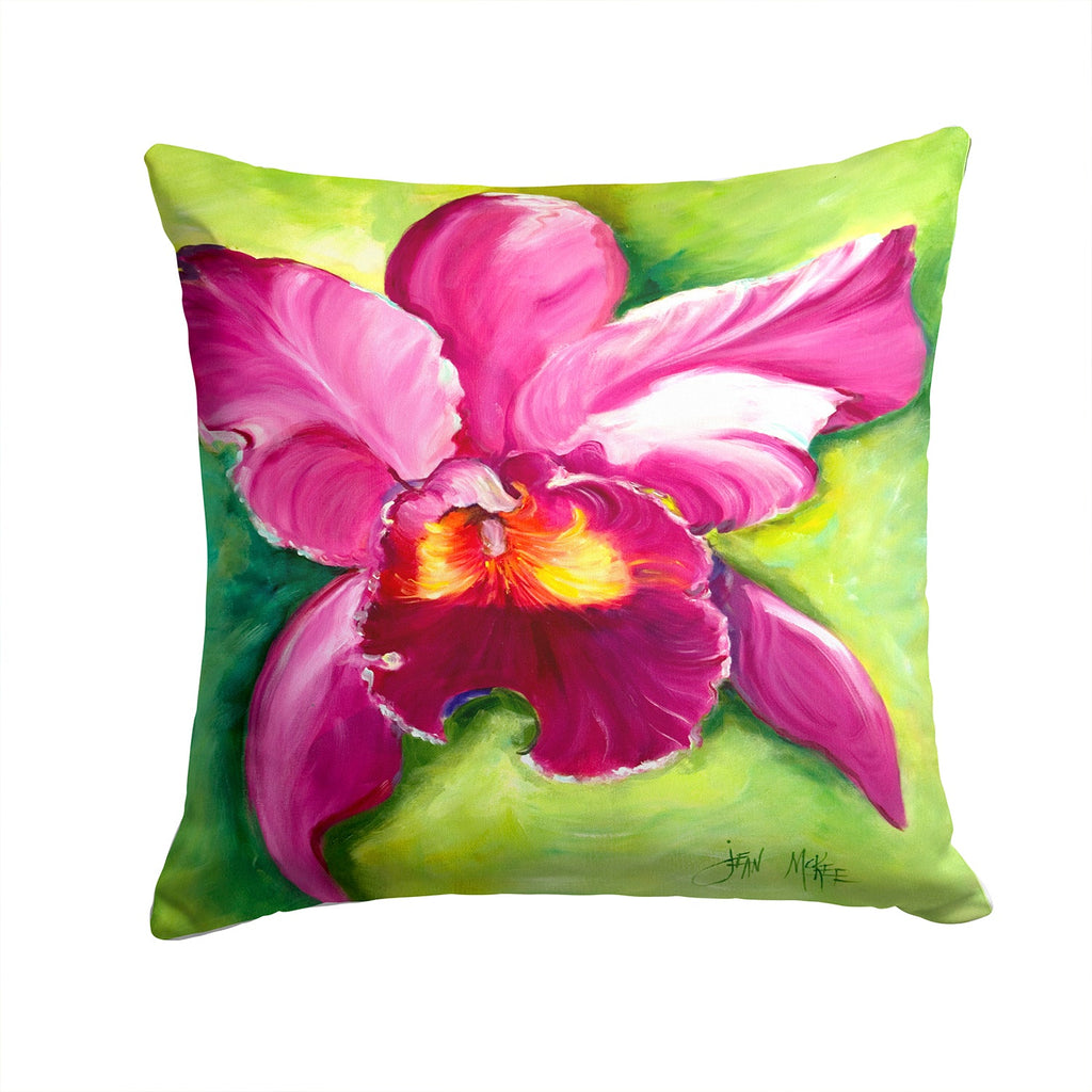 Orchid Decorative Throw Pillow 14x14 Indoor Outdoor Accent Cushion, Fabric Cover with Insert for Sofa, Bed, Porch & Living Room