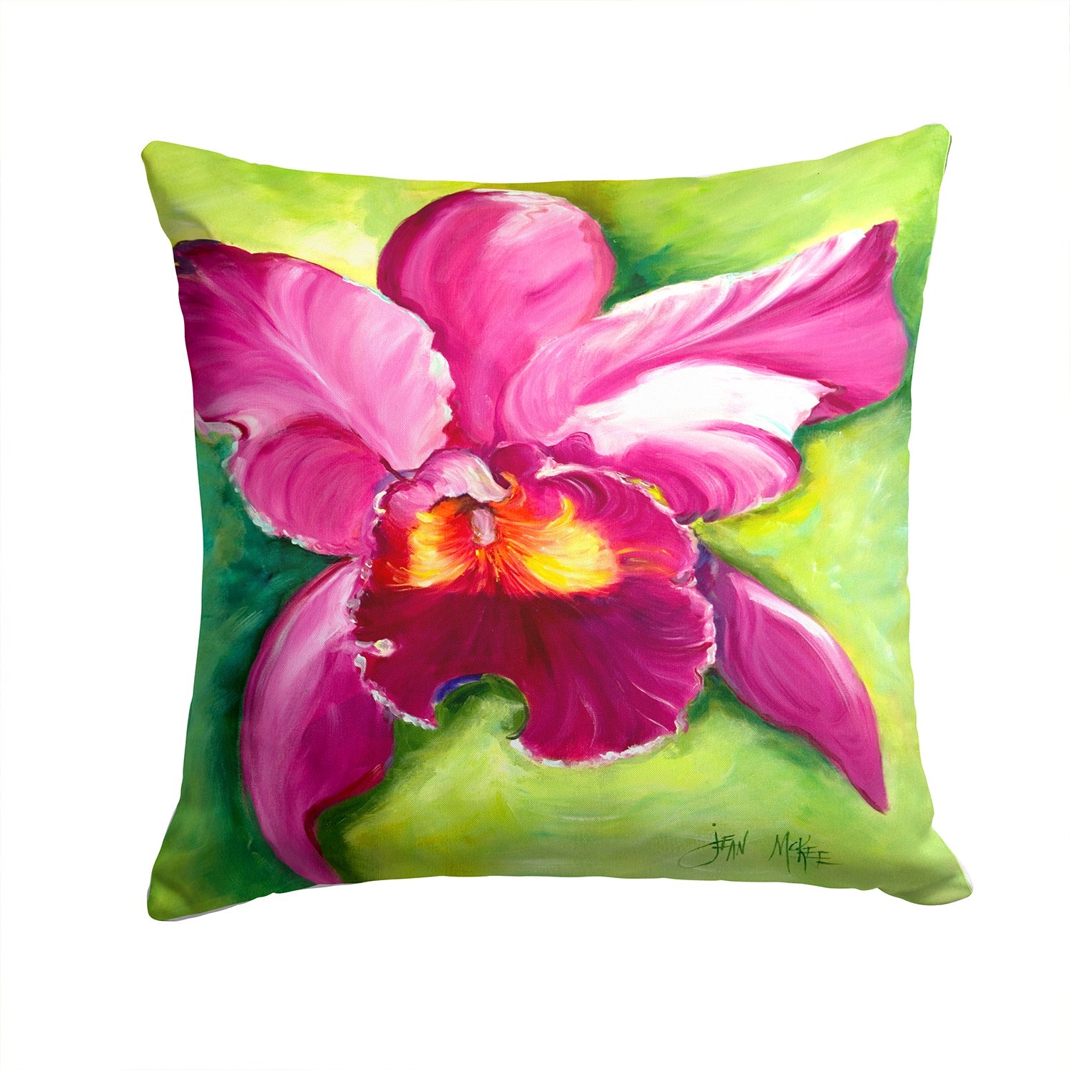 Orchid Decorative Throw Pillow 14x14 Indoor Outdoor Accent Cushion, Fabric Cover with Insert for Sofa, Bed, Porch & Living Room