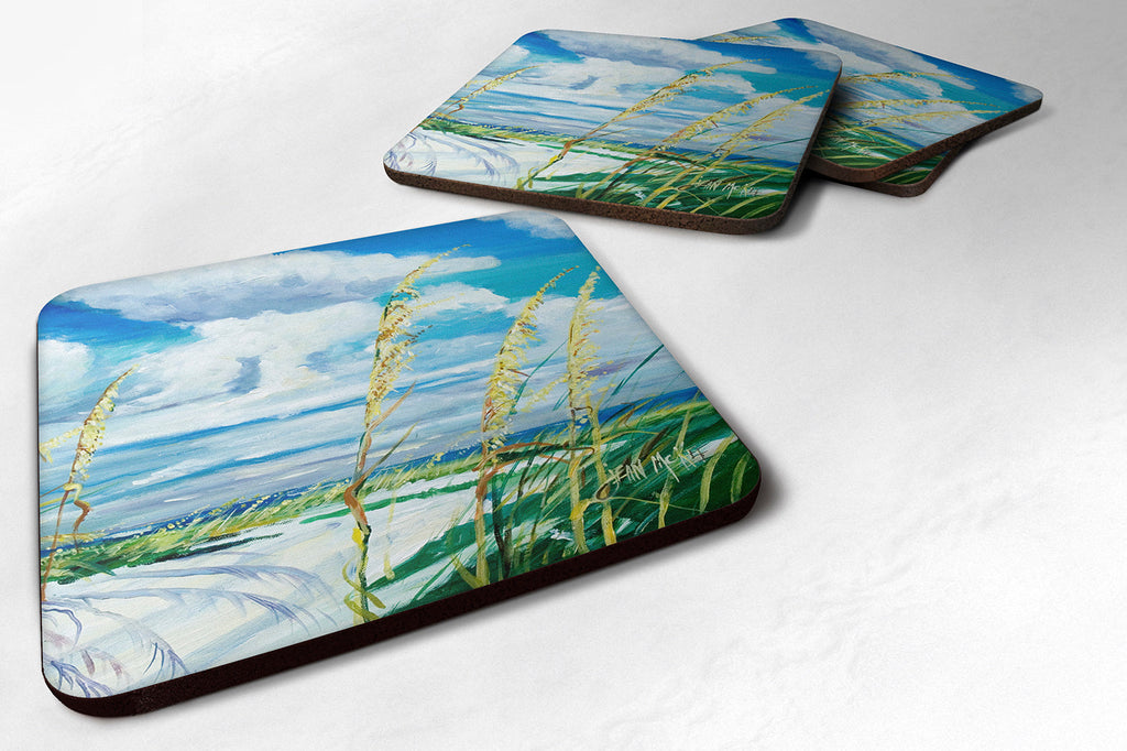 Sea Oats Foam Coasters Set of 4 Cup Coasters for Indoor Outdoor, Tabletop Protection, Anti Slip, Mouse pad Material