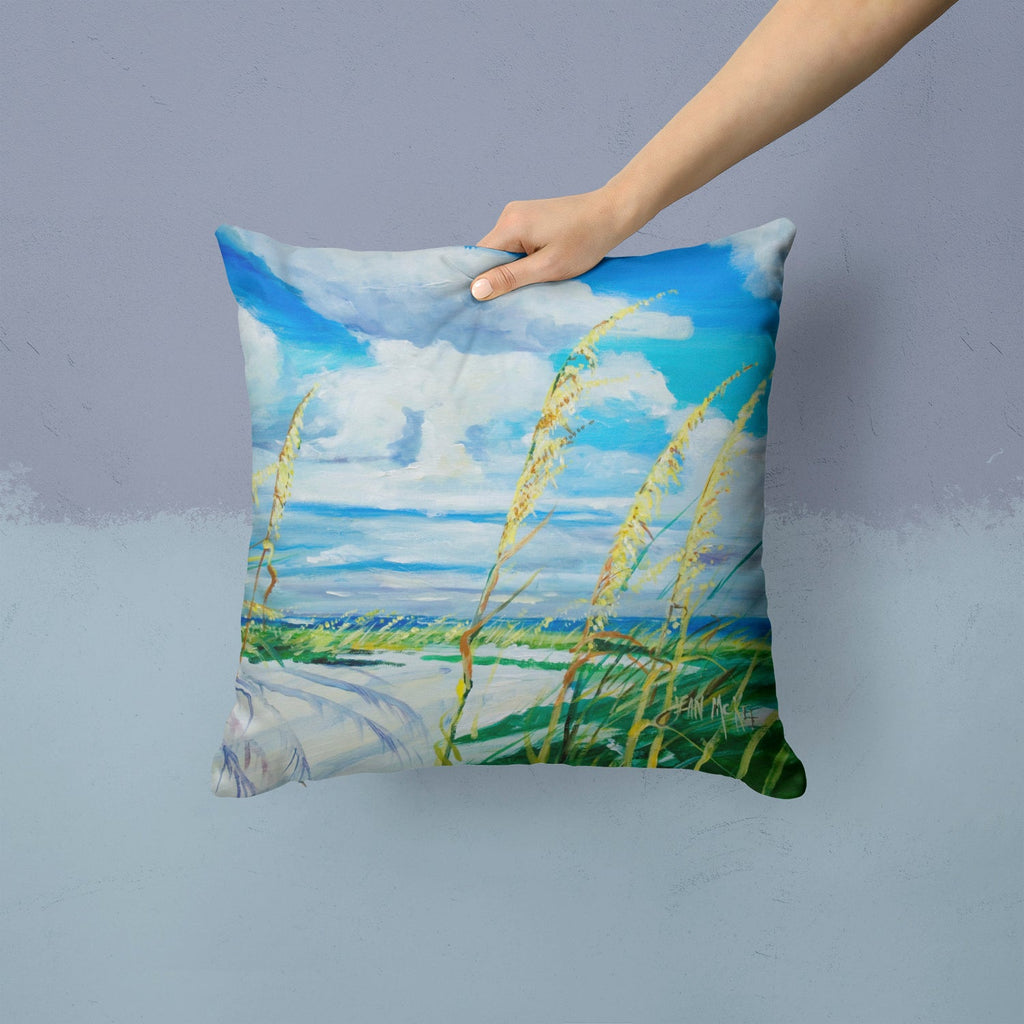 Sea Oats Decorative Throw Pillow 14x14 Indoor Outdoor Accent Cushion, Fabric Cover with Insert for Sofa, Bed, Porch & Living Room