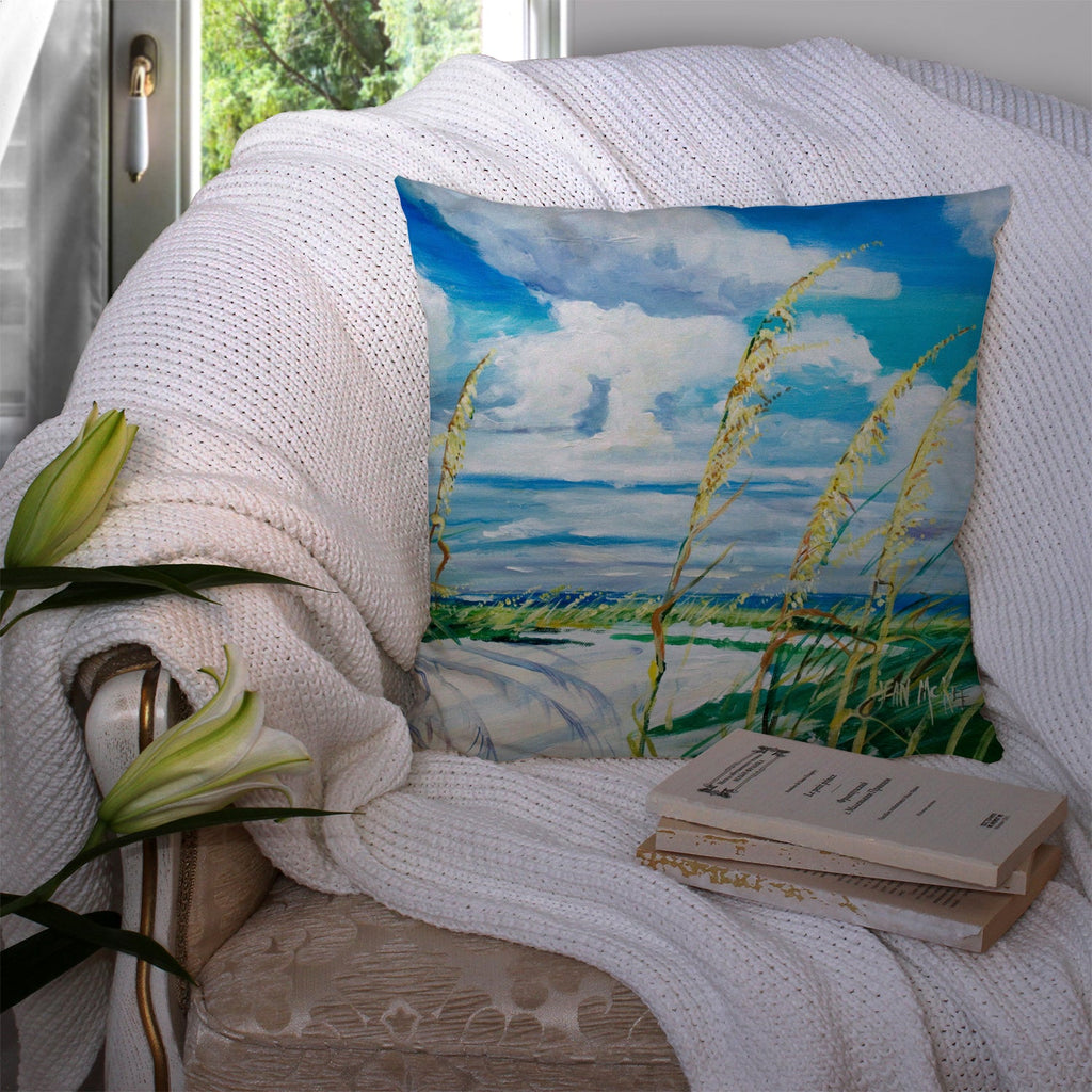 Sea Oats Decorative Throw Pillow 14x14 Indoor Outdoor Accent Cushion, Fabric Cover with Insert for Sofa, Bed, Porch & Living Room