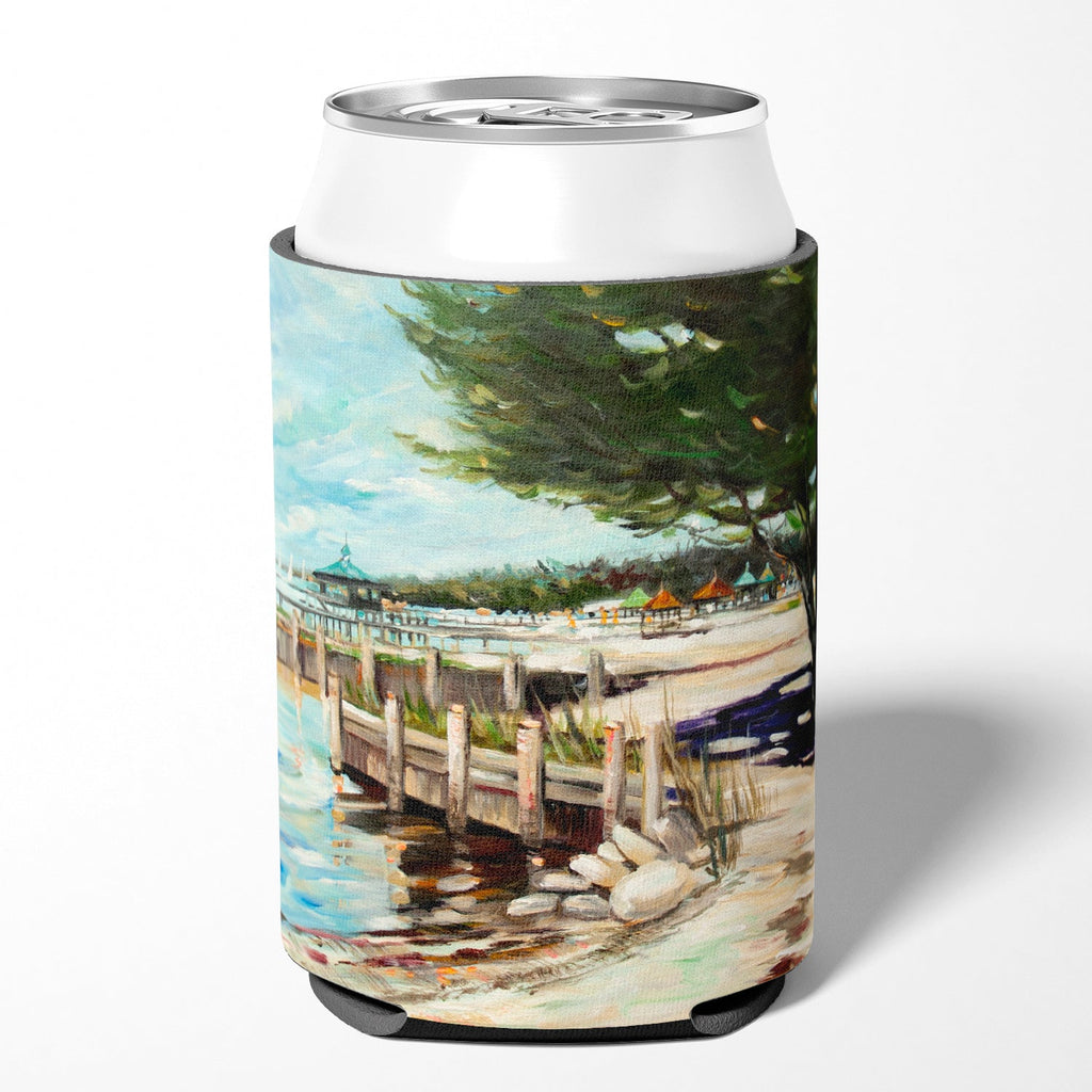 At the Pier Sailboats Can or Bottle Hugger Cooler Sleeve for Standard 12 oz Cans, Insulated Foam Beer & Soda Can Hugger Reusable