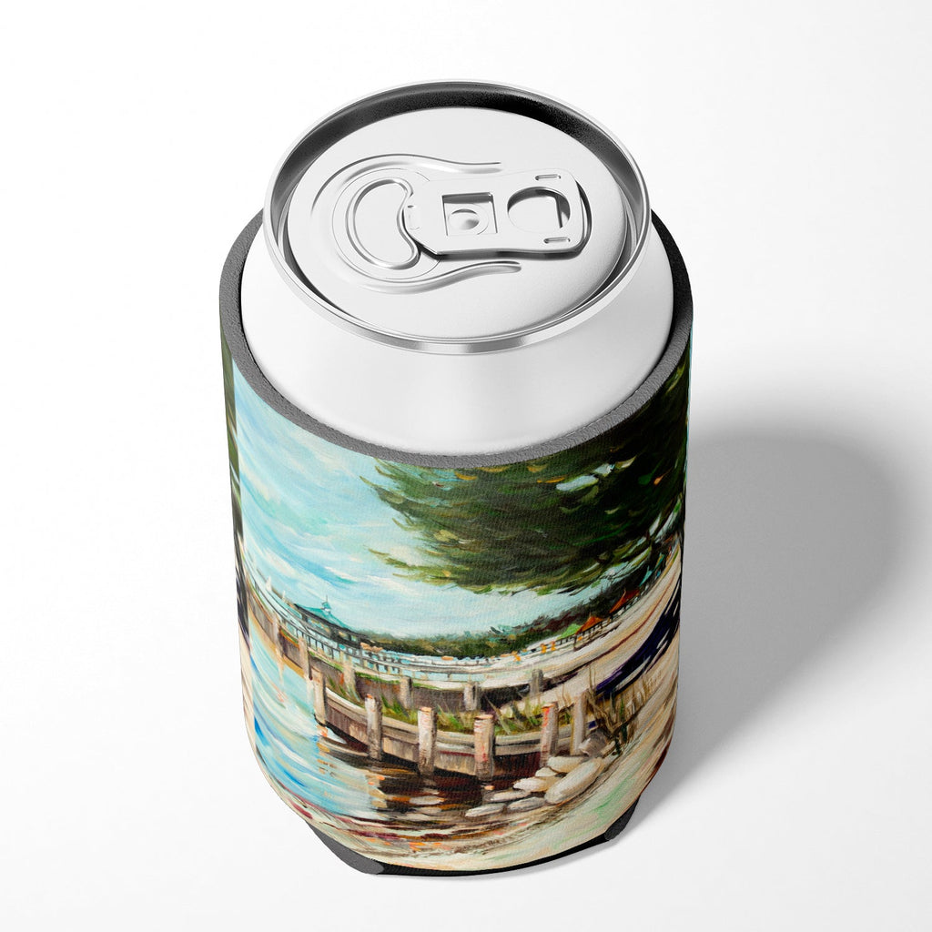 At the Pier Sailboats Can or Bottle Hugger Cooler Sleeve for Standard 12 oz Cans, Insulated Foam Beer & Soda Can Hugger Reusable