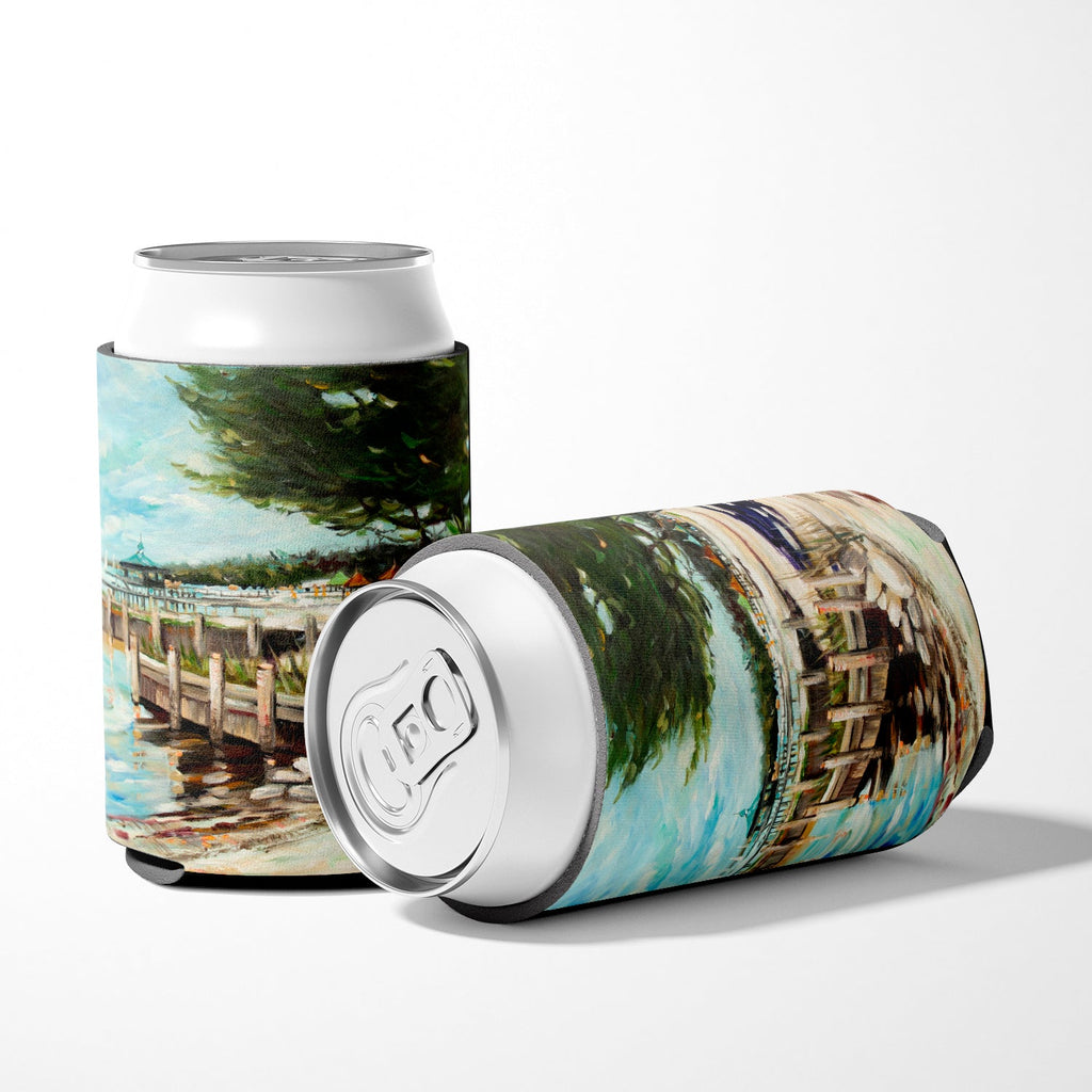 At the Pier Sailboats Can or Bottle Hugger Cooler Sleeve for Standard 12 oz Cans, Insulated Foam Beer & Soda Can Hugger Reusable