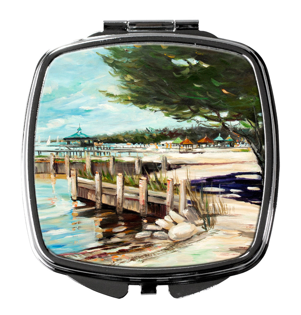At the Pier Sailboats Compact Mirror Decorative Travel Makeup Mirror for Women Girls Gifts Pocket Makeup Mirror Folding Handheld