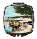 At the Pier Sailboats Compact Mirror Decorative Travel Makeup Mirror for Women Girls Gifts Pocket Makeup Mirror Folding Handheld