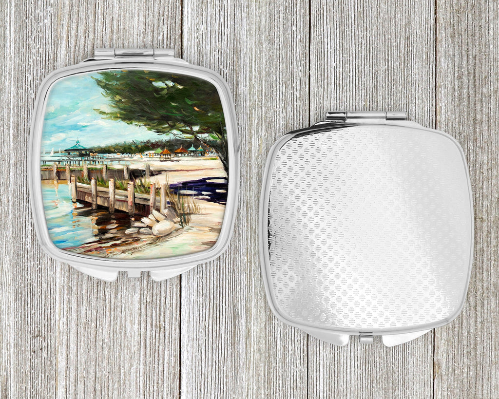 At the Pier Sailboats Compact Mirror Decorative Travel Makeup Mirror for Women Girls Gifts Pocket Makeup Mirror Folding Handheld
