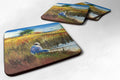 Fishing on the bank Foam Coasters Set of 4 Cup Coasters for Indoor Outdoor, Tabletop Protection, Anti Slip, Mouse pad Material