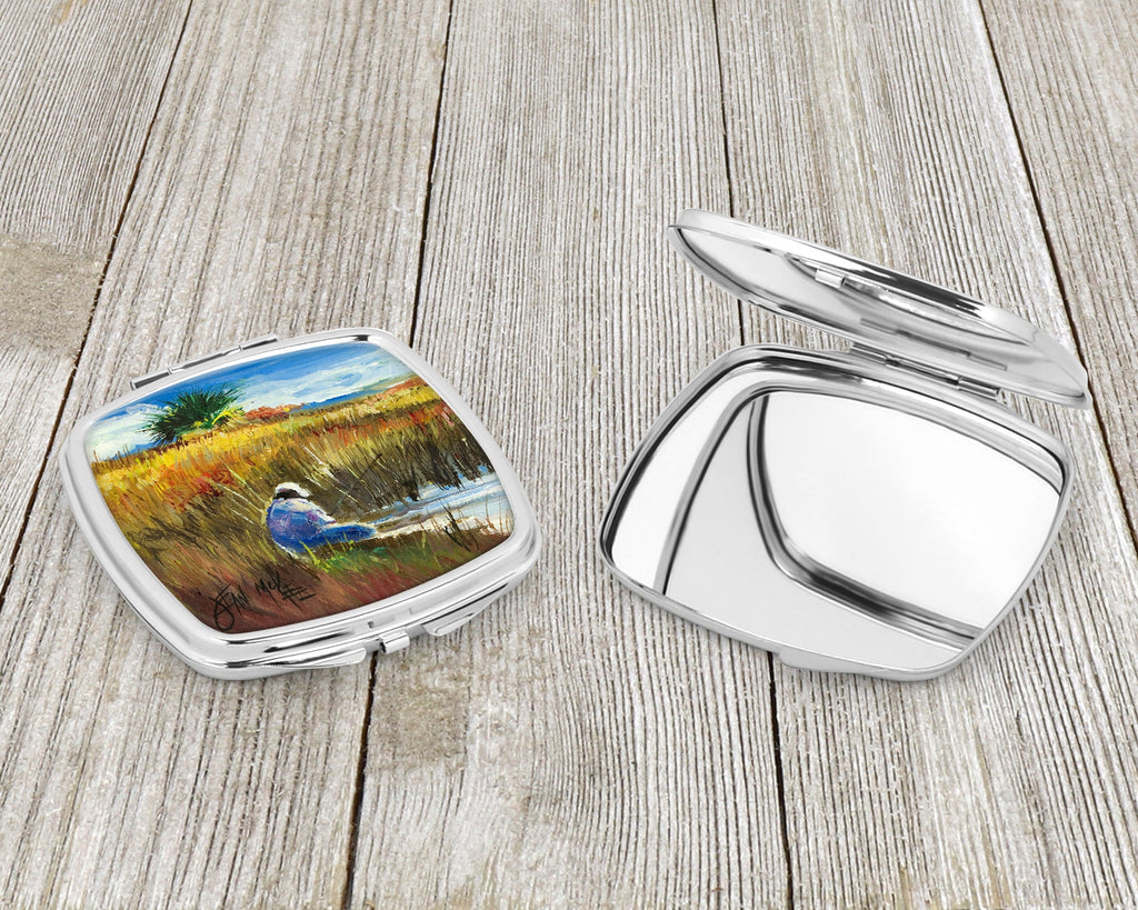 Fishing on the bank Compact Mirror Decorative Travel Makeup Mirror for Women Girls Gifts Pocket Makeup Mirror Folding Handheld
