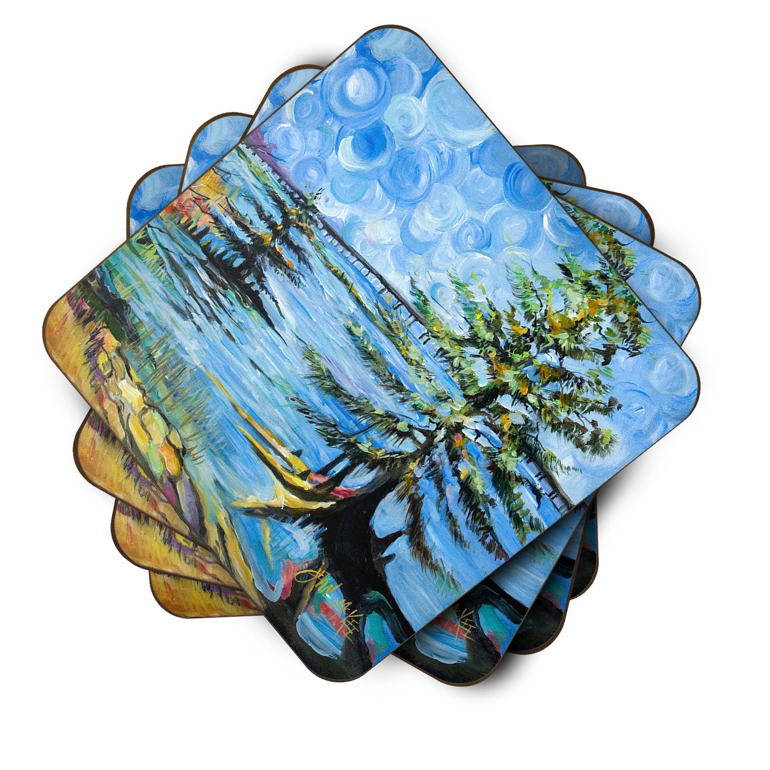 Life on the Causeway Foam Coasters Set of 4 Cup Coasters for Indoor Outdoor, Tabletop Protection, Anti Slip, Mouse pad Material