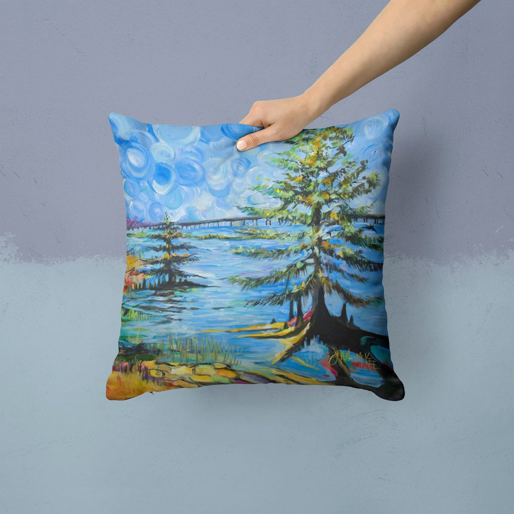 Life on the Causeway Decorative Throw Pillow 14x14 Indoor Outdoor Accent Cushion, Fabric Cover with Insert for Sofa, Bed, Porch & Living Room