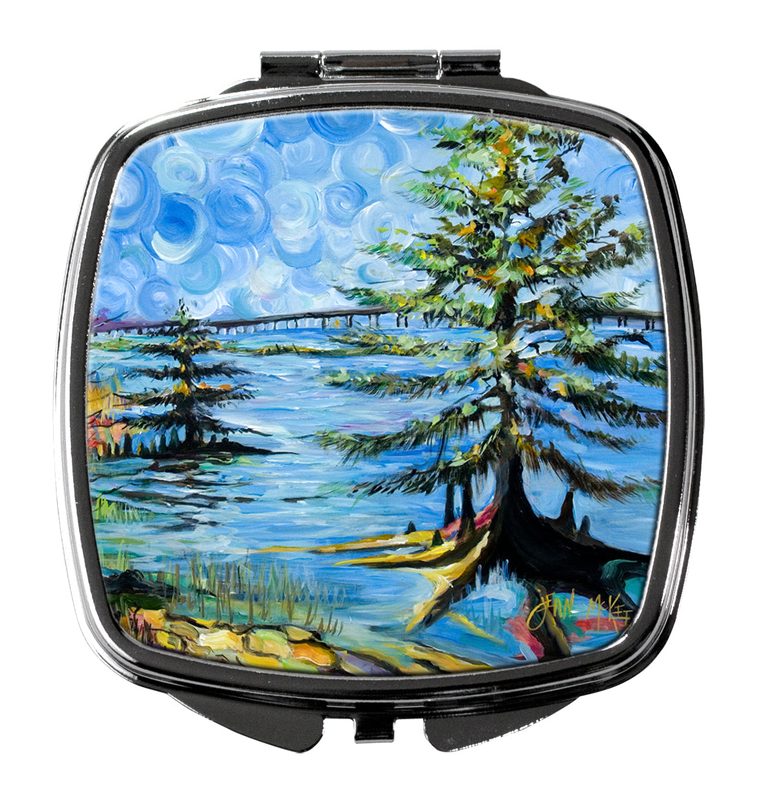 Life on the Causeway Compact Mirror Decorative Travel Makeup Mirror for Women Girls Gifts Pocket Makeup Mirror Folding Handheld
