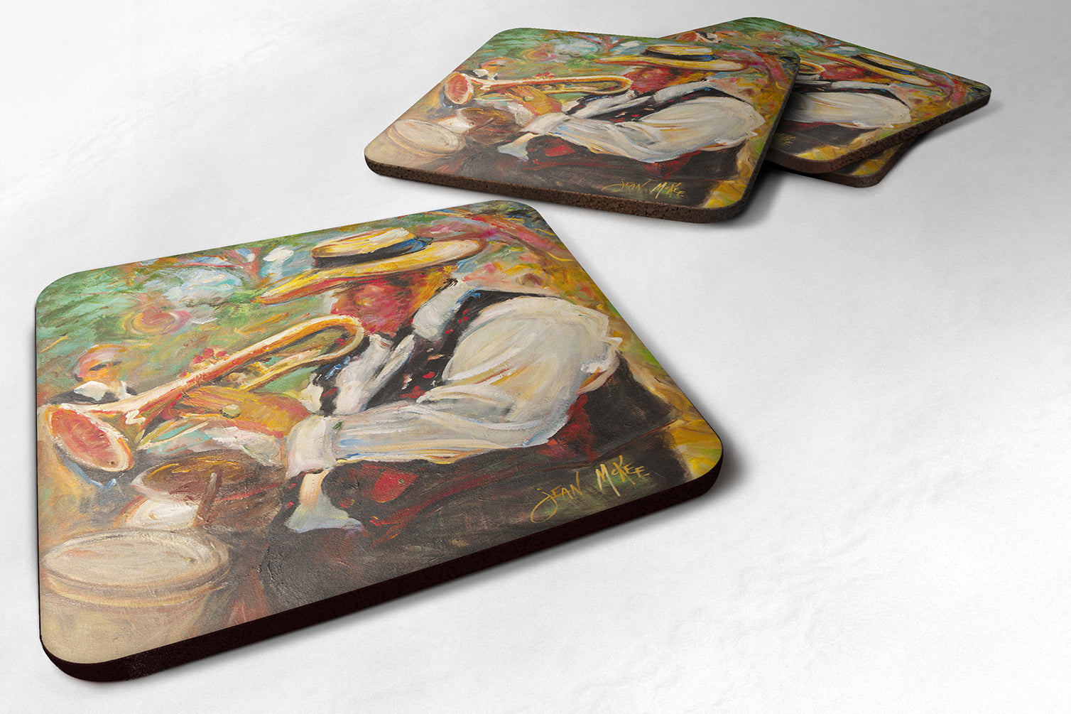 Jazz Trumpet Foam Coasters Set of 4 Cup Coasters for Indoor Outdoor, Tabletop Protection, Anti Slip, Mouse pad Material