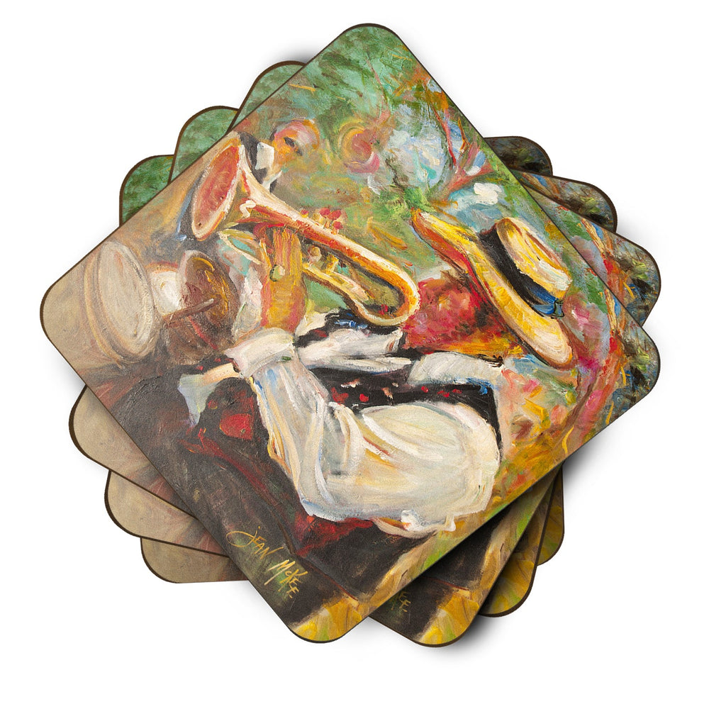 Jazz Trumpet Foam Coasters Set of 4 Cup Coasters for Indoor Outdoor, Tabletop Protection, Anti Slip, Mouse pad Material