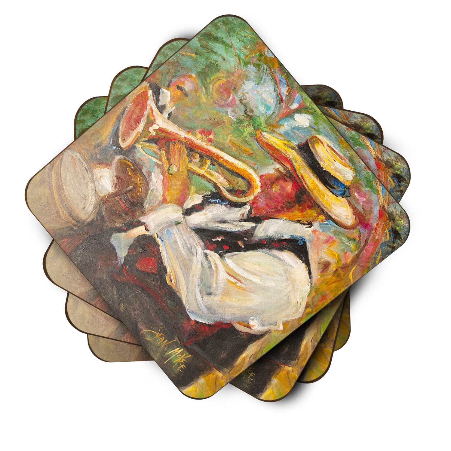 Jazz Trumpet Foam Coasters Set of 4 Cup Coasters for Indoor Outdoor, Tabletop Protection, Anti Slip, Mouse pad Material