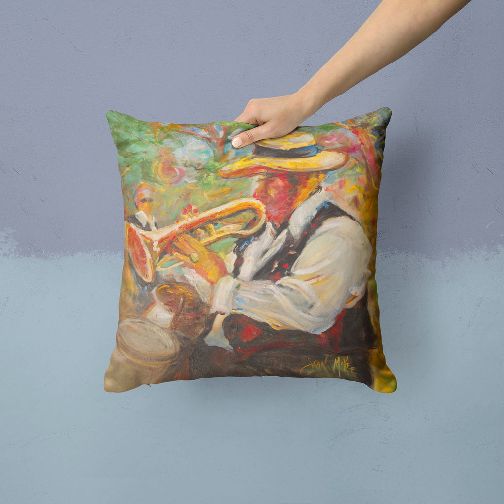 Jazz Trumpet Decorative Throw Pillow 14x14 Indoor Outdoor Accent Cushion, Fabric Cover with Insert for Sofa, Bed, Porch & Living Room
