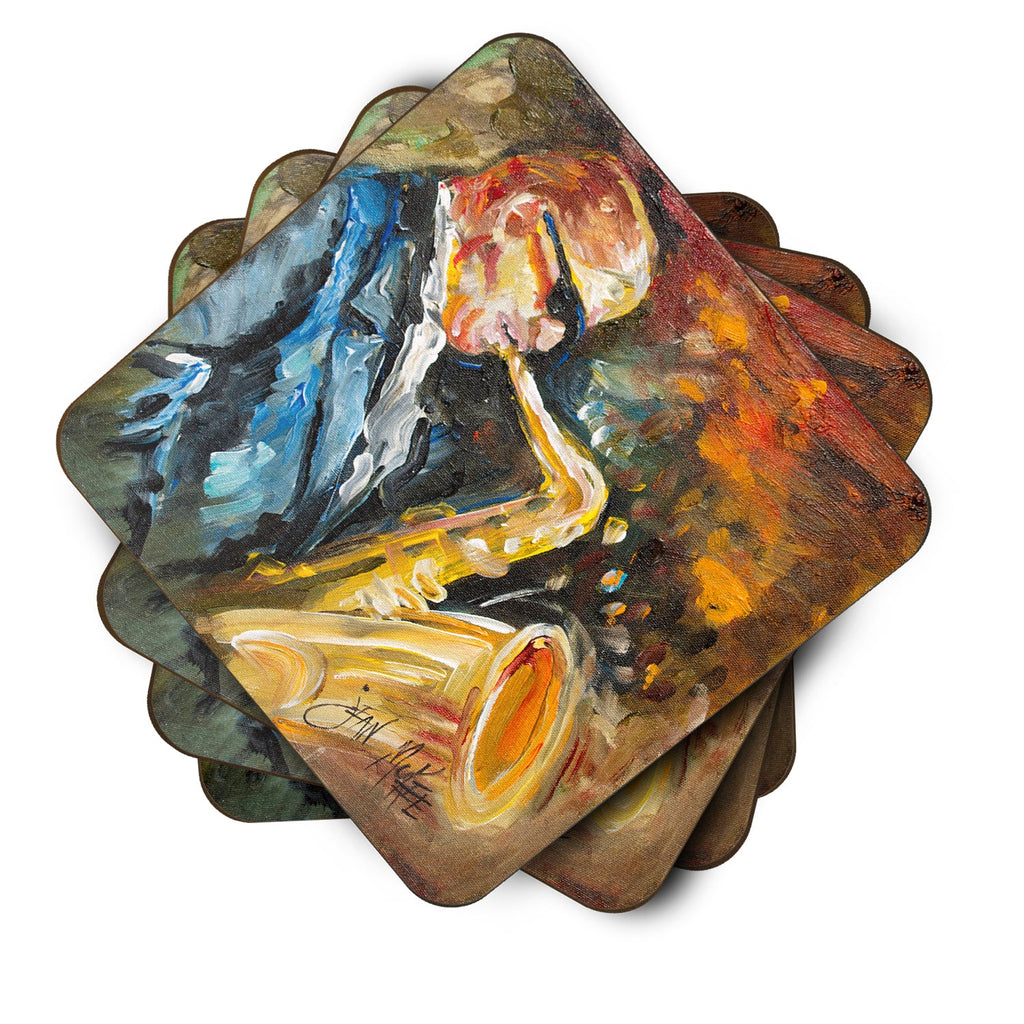 Jazz Sazophone Foam Coasters Set of 4 Cup Coasters for Indoor Outdoor, Tabletop Protection, Anti Slip, Mouse pad Material