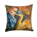 Jazz Sazophone Decorative Throw Pillow 14x14 Indoor Outdoor Accent Cushion, Fabric Cover with Insert for Sofa, Bed, Porch & Living Room