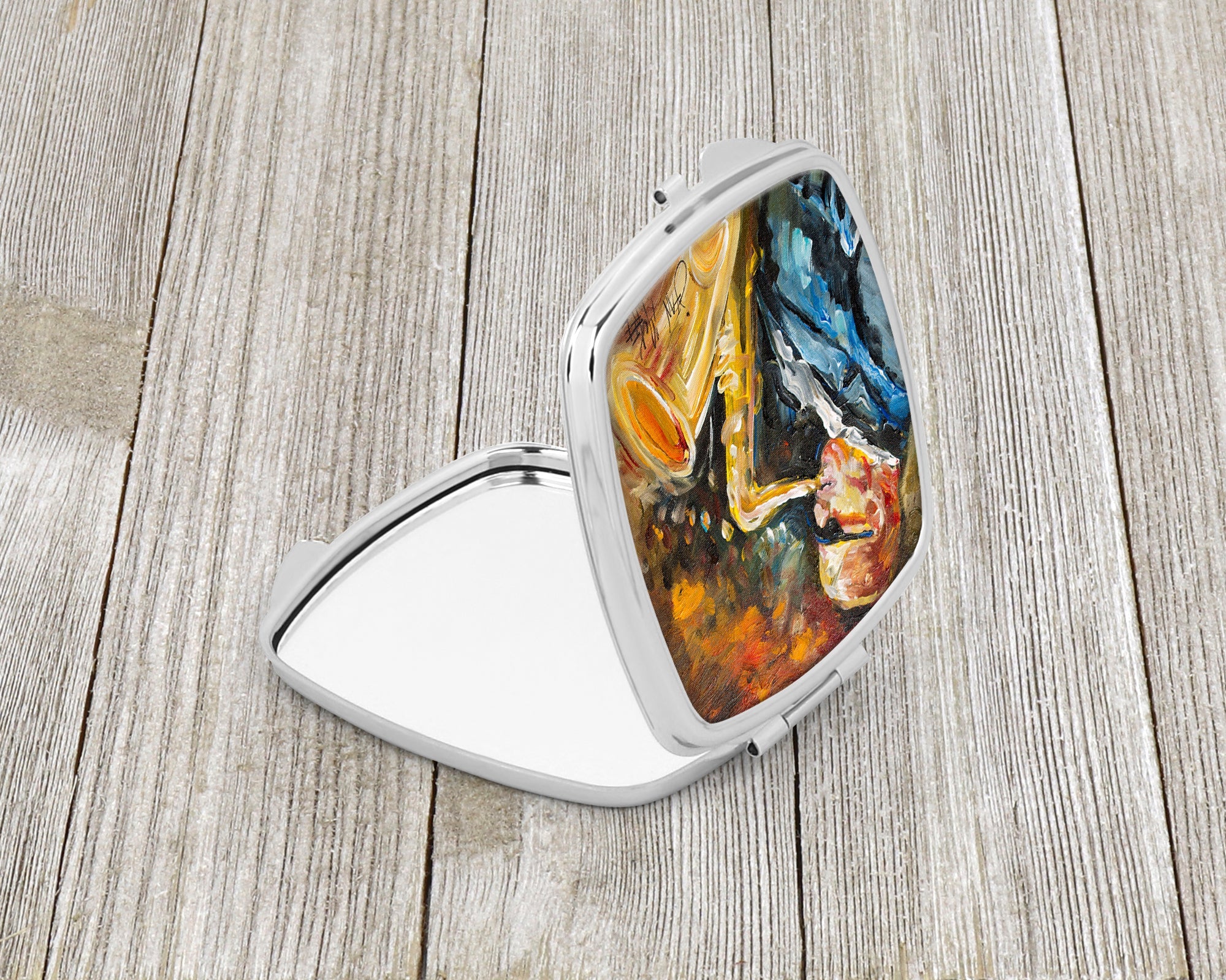 Jazz Sazophone Compact Mirror Decorative Travel Makeup Mirror for Women Girls Gifts Pocket Makeup Mirror Folding Handheld