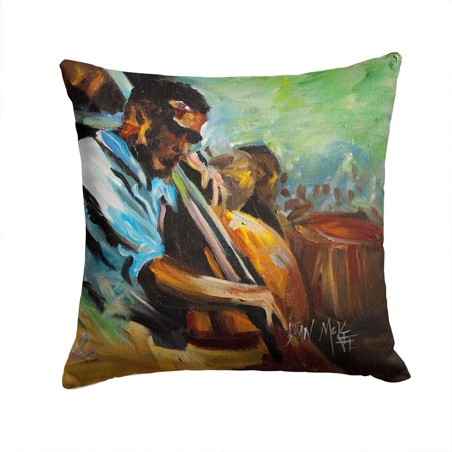 Jazz Bass Decorative Throw Pillow 14x14 Indoor Outdoor Accent Cushion, Fabric Cover with Insert for Sofa, Bed, Porch & Living Room