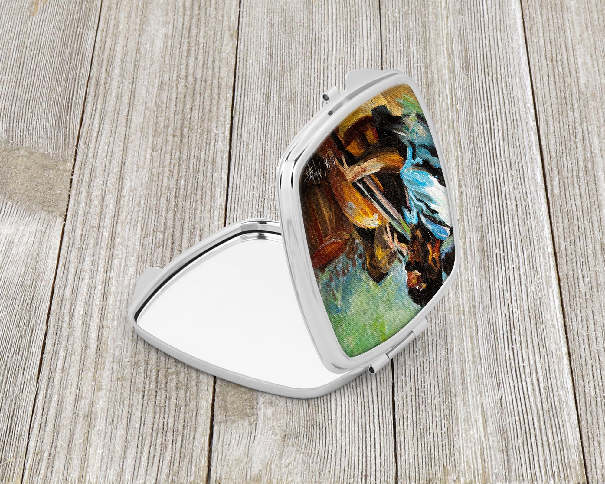 Jazz Bass Compact Mirror Decorative Travel Makeup Mirror for Women Girls Gifts Pocket Makeup Mirror Folding Handheld