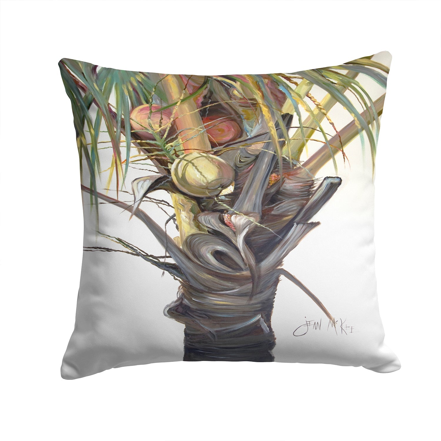 Coconut Tree Top Decorative Throw Pillow 14x14 Indoor Outdoor Accent Cushion, Fabric Cover with Insert for Sofa, Bed, Porch & Living Room