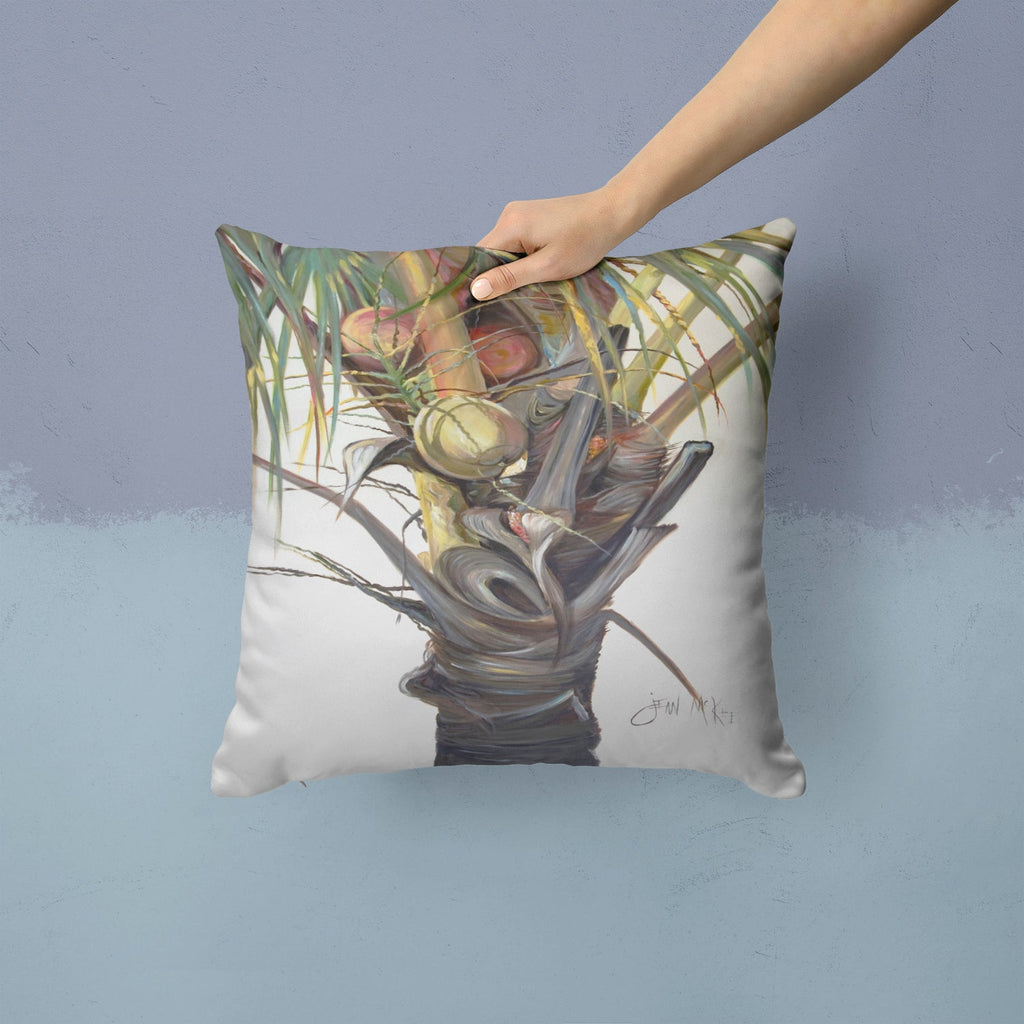 Coconut Tree Top Decorative Throw Pillow 14x14 Indoor Outdoor Accent Cushion, Fabric Cover with Insert for Sofa, Bed, Porch & Living Room