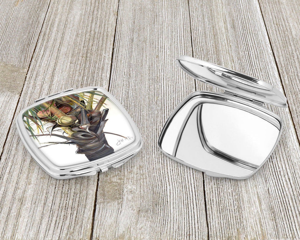 Coconut Tree Top Compact Mirror Decorative Travel Makeup Mirror for Women Girls Gifts Pocket Makeup Mirror Folding Handheld