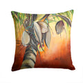 Orange Coconut Tree Decorative Throw Pillow 14x14 Indoor Outdoor Accent Cushion, Fabric Cover with Insert for Sofa, Bed, Porch & Living Room