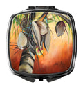 Orange Coconut Tree Compact Mirror Decorative Travel Makeup Mirror for Women Girls Gifts Pocket Makeup Mirror Folding Handheld