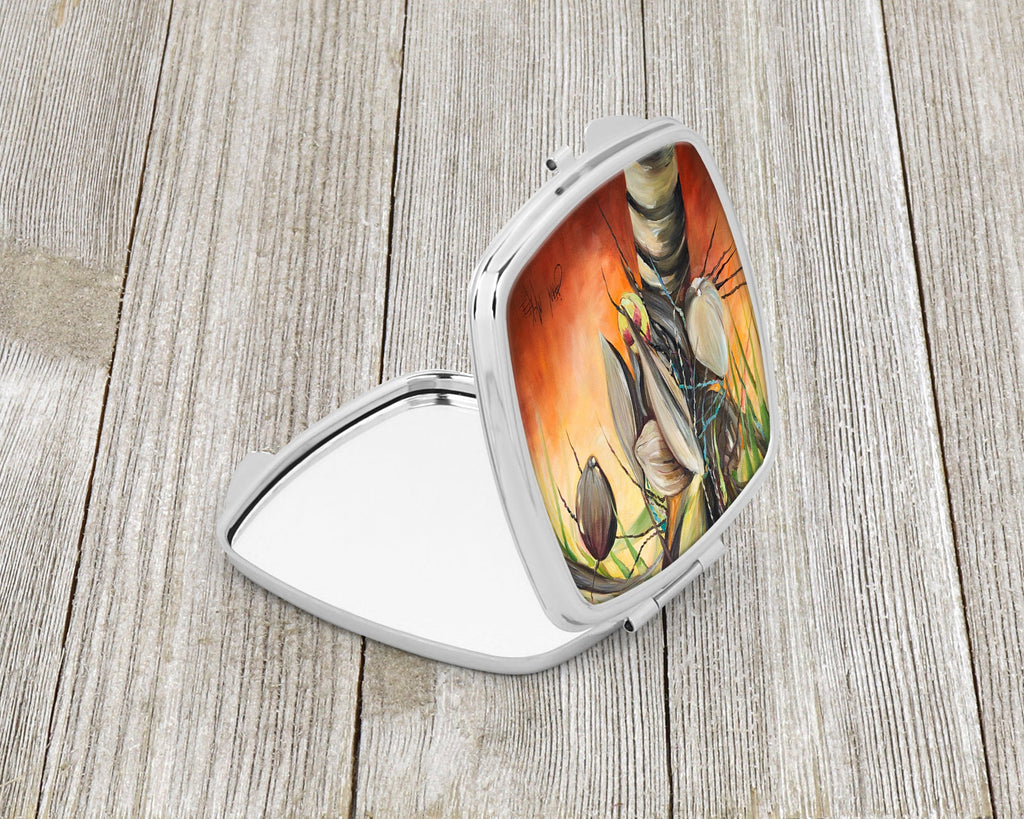 Orange Coconut Tree Compact Mirror Decorative Travel Makeup Mirror for Women Girls Gifts Pocket Makeup Mirror Folding Handheld