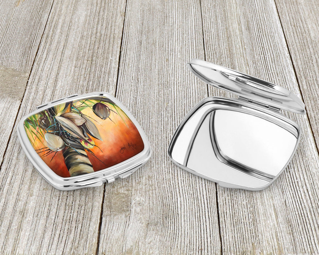 Orange Coconut Tree Compact Mirror Decorative Travel Makeup Mirror for Women Girls Gifts Pocket Makeup Mirror Folding Handheld