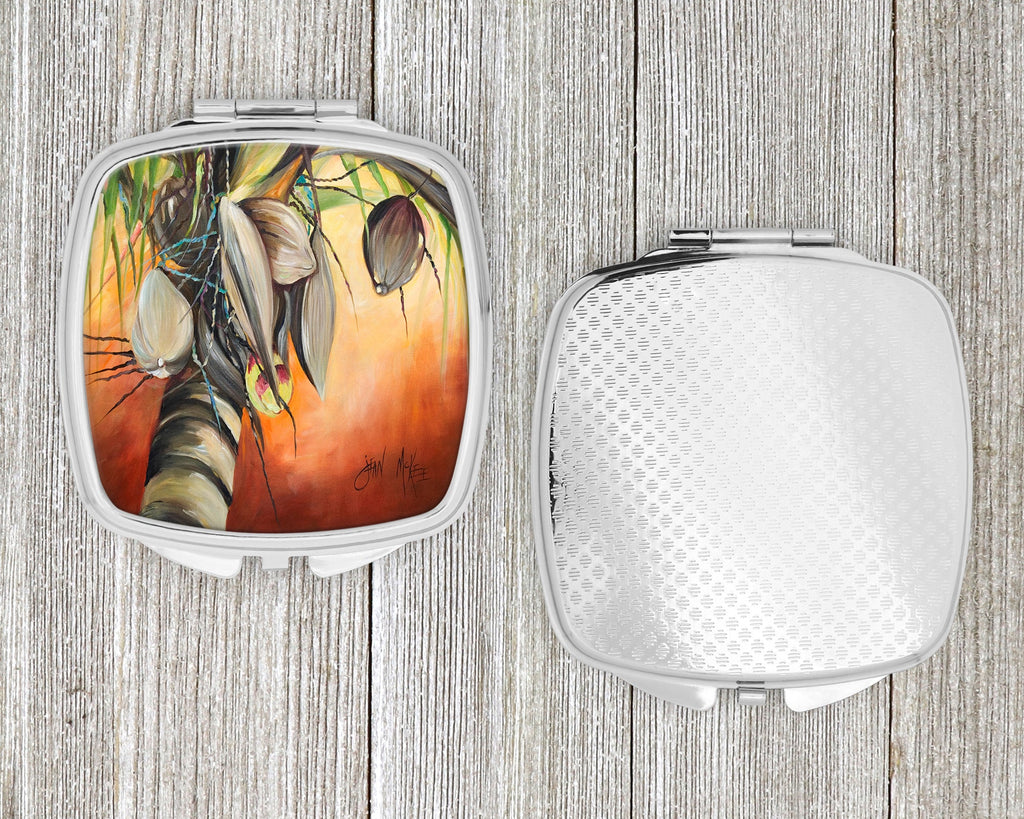 Orange Coconut Tree Compact Mirror Decorative Travel Makeup Mirror for Women Girls Gifts Pocket Makeup Mirror Folding Handheld