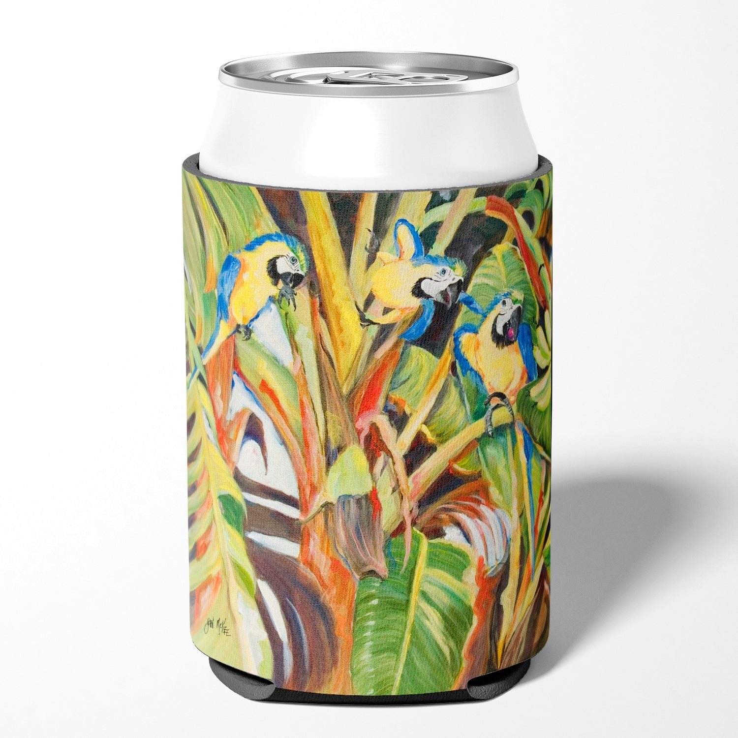 Parrots Can or Bottle Hugger Cooler Sleeve for Standard 12 oz Cans, Insulated Foam Beer & Soda Can Hugger Reusable