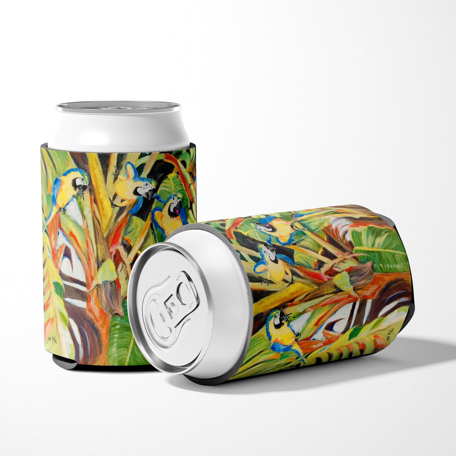 Parrots Can or Bottle Hugger Cooler Sleeve for Standard 12 oz Cans, Insulated Foam Beer & Soda Can Hugger Reusable