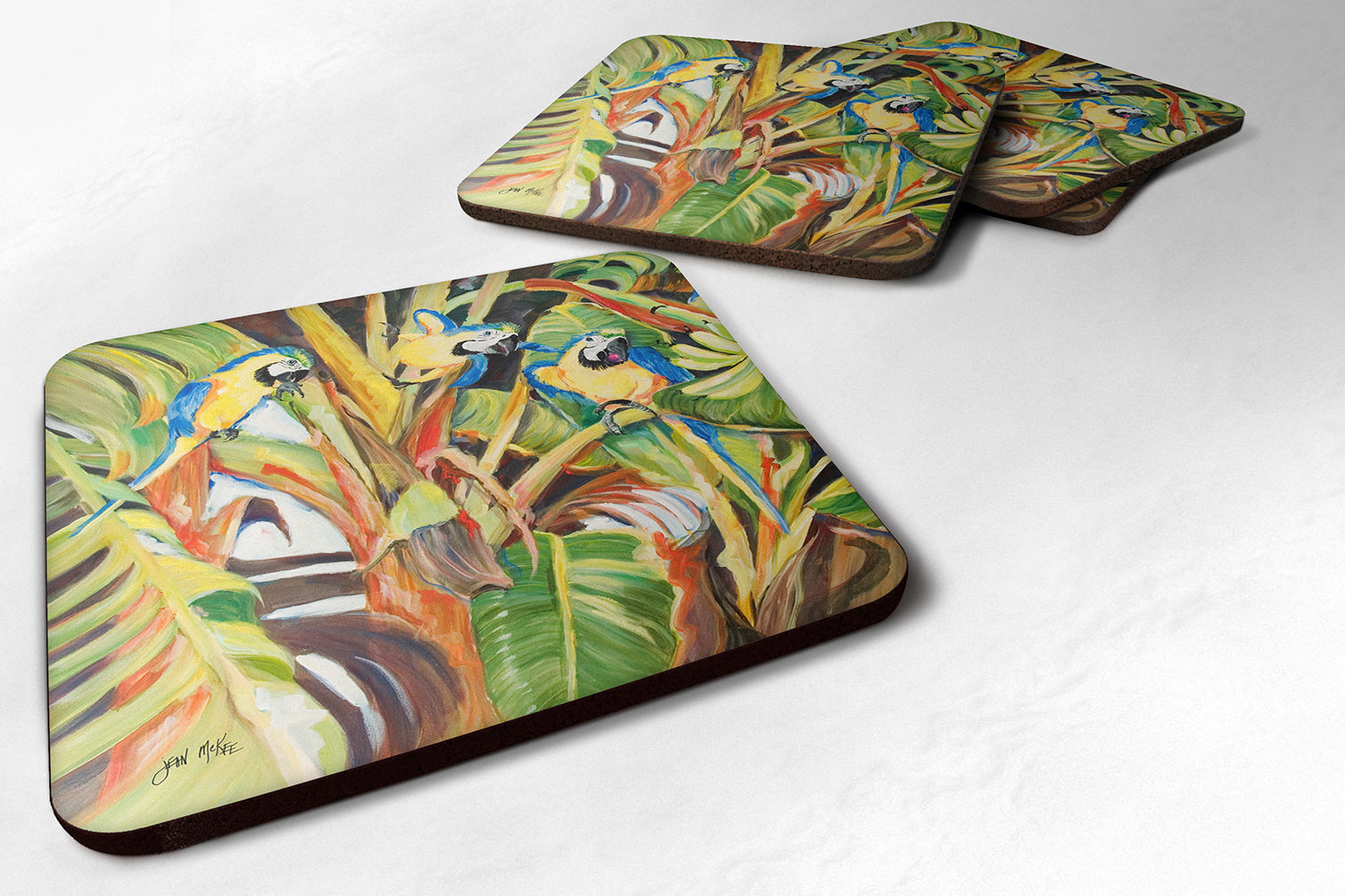 Parrots Foam Coasters Set of 4 Cup Coasters for Indoor Outdoor, Tabletop Protection, Anti Slip, Mouse pad Material