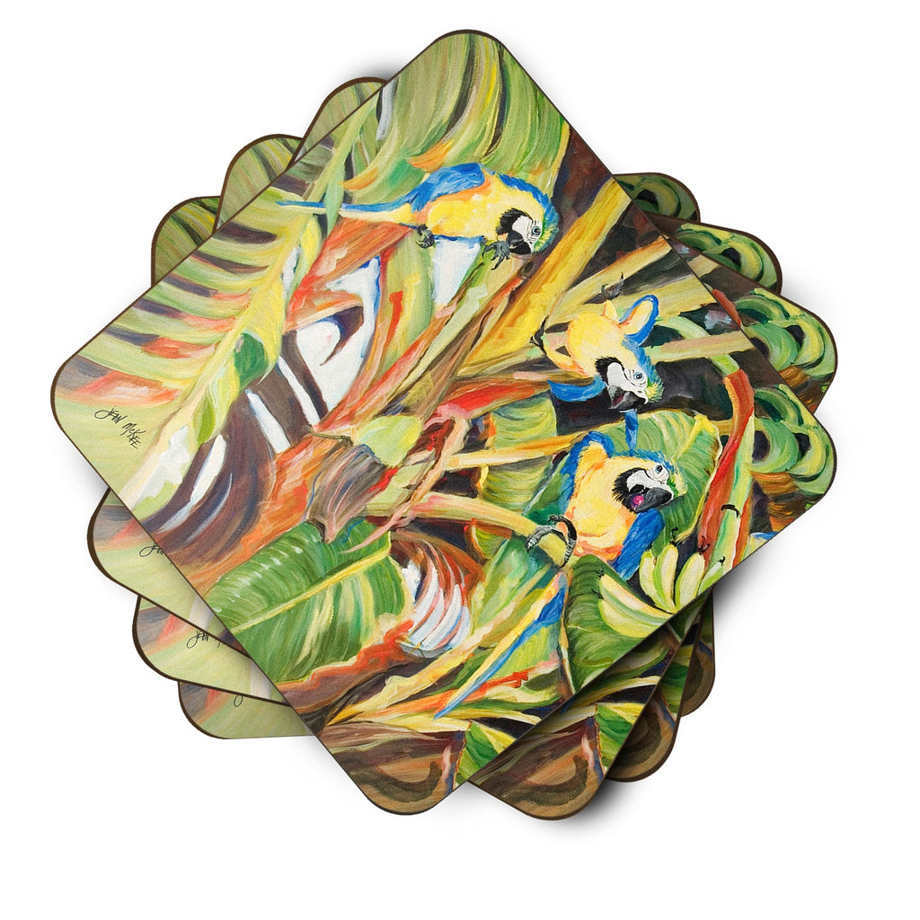 Parrots Foam Coasters Set of 4 Cup Coasters for Indoor Outdoor, Tabletop Protection, Anti Slip, Mouse pad Material