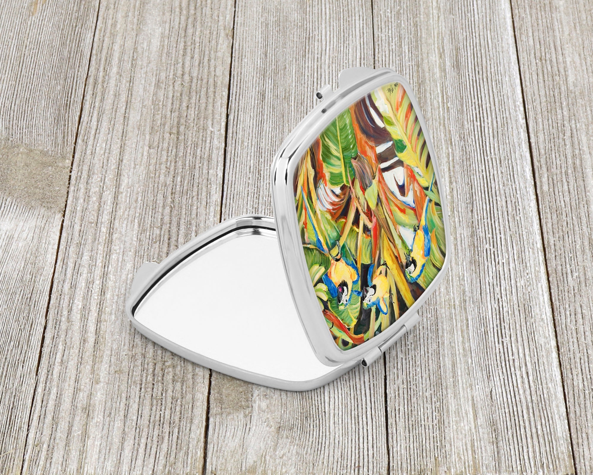 Parrots Compact Mirror Decorative Travel Makeup Mirror for Women Girls Gifts Pocket Makeup Mirror Folding Handheld
